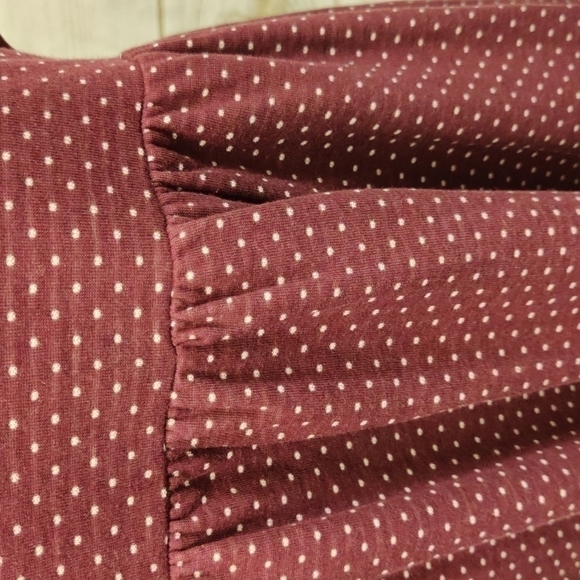 SUZANNE Betro Cap Sleeve Burgundy w/White Polka Dot Dress Size Medium - Picture 4 of 12